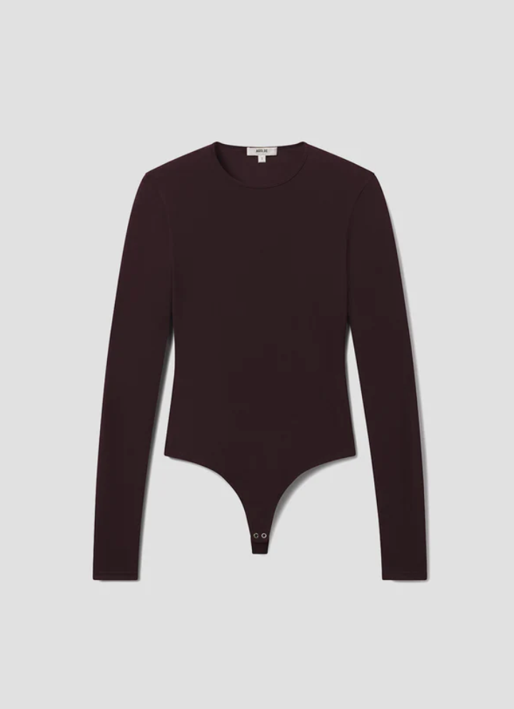 AGOLDE - Aura Long Sleeve Bodysuit in Chocolate Brown