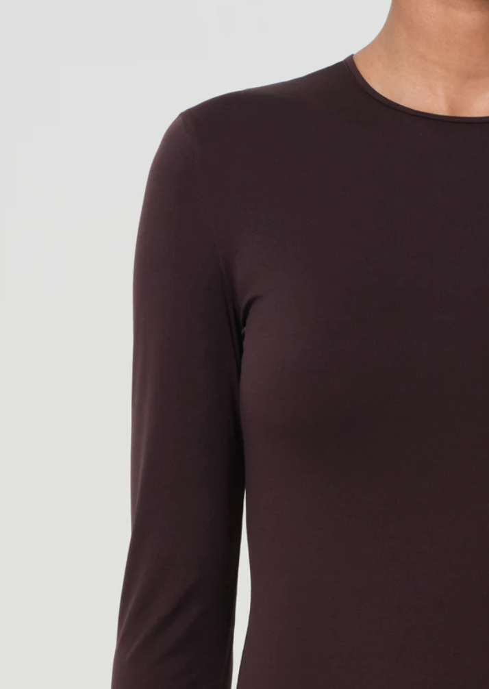 AGOLDE - Aura Long Sleeve Bodysuit in Chocolate Brown