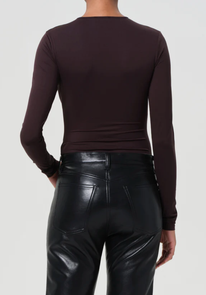 AGOLDE - Aura Long Sleeve Bodysuit in Chocolate Brown