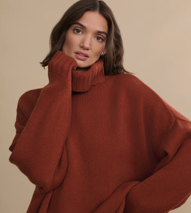 JENNI KAYNE - Cashmere Porter Turtleneck in Rust