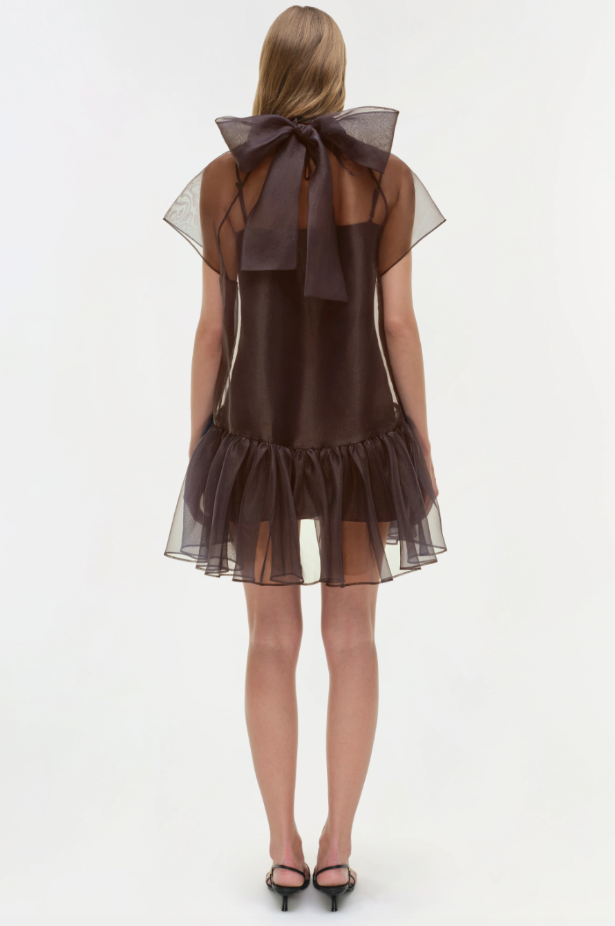 brown tiered mini dress Perfected Sweetness Brown Pleated Tiered Mini Dress
