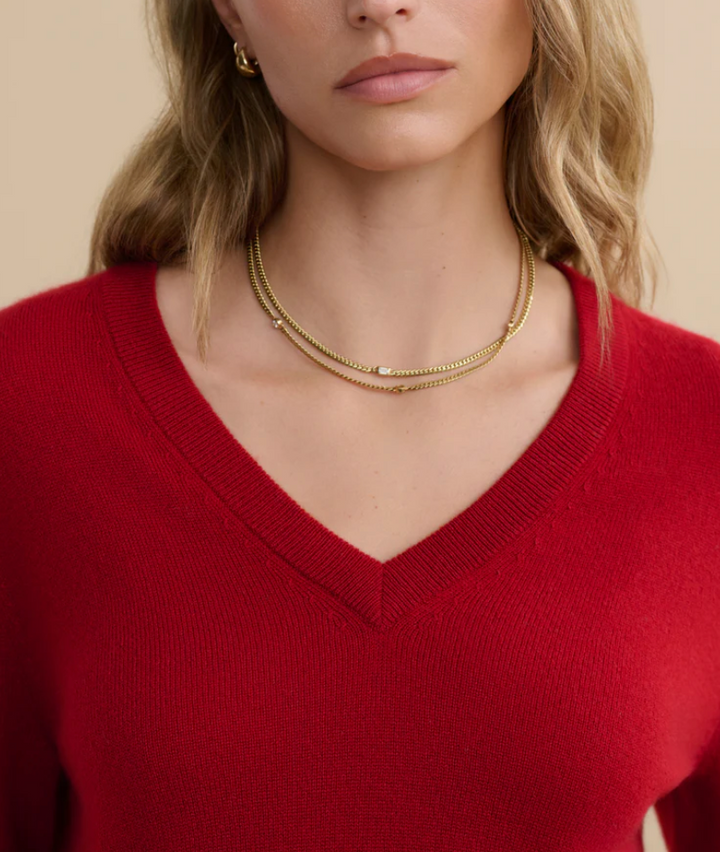 Jenni Kayne - Flynn Cashmere Sweater in Crimson