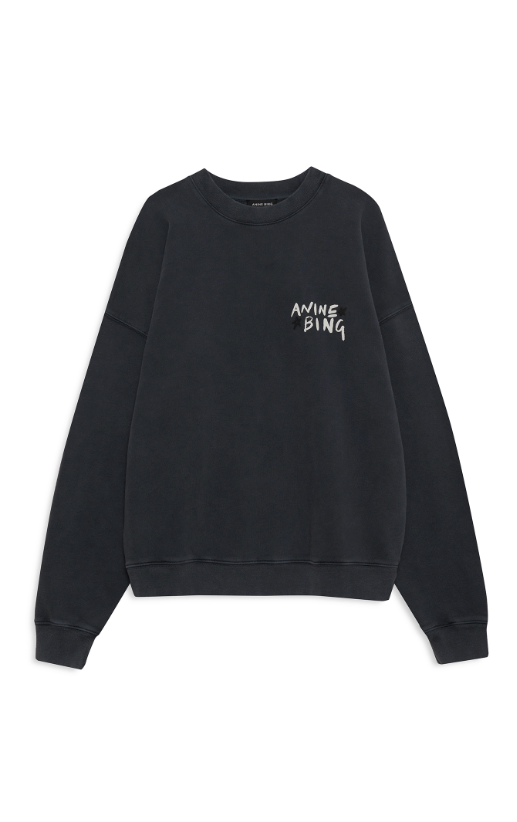 Anine Bing - Miles Sweatshirt Empowerment in Washed Black Sweatshirts