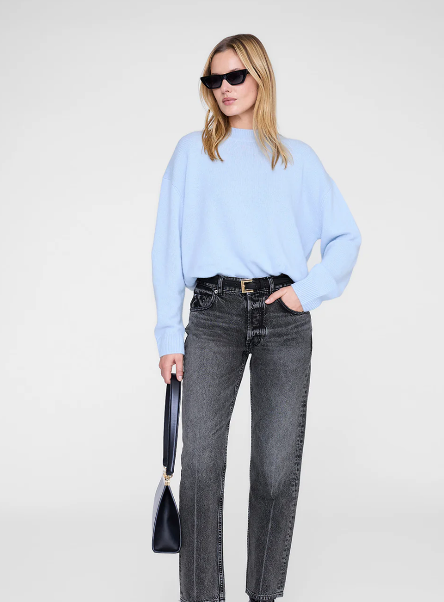 Anine Bing - Lee Crew Sweater in Pale Blue