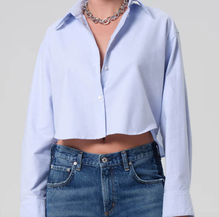 CITIZENS OF HUMANITY - Ana Cropped Shirt in Blue