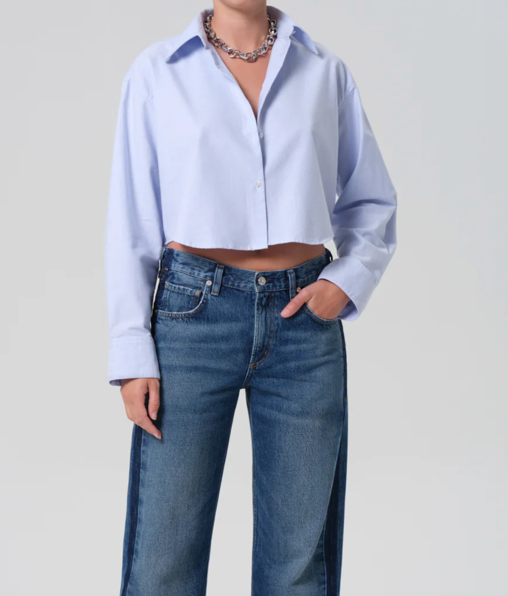 CITIZENS OF HUMANITY - Ana Cropped Shirt in Blue