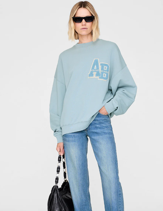 Anine Bing - Miles Oversized Sweatshirt Letterman in Pastel Blue