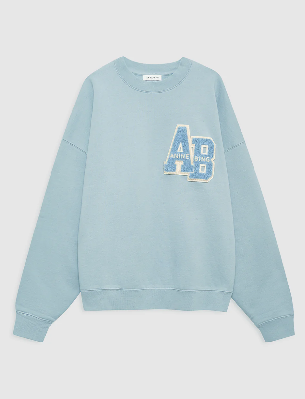 Anine Bing - Miles Oversized Sweatshirt Letterman in Pastel Blue