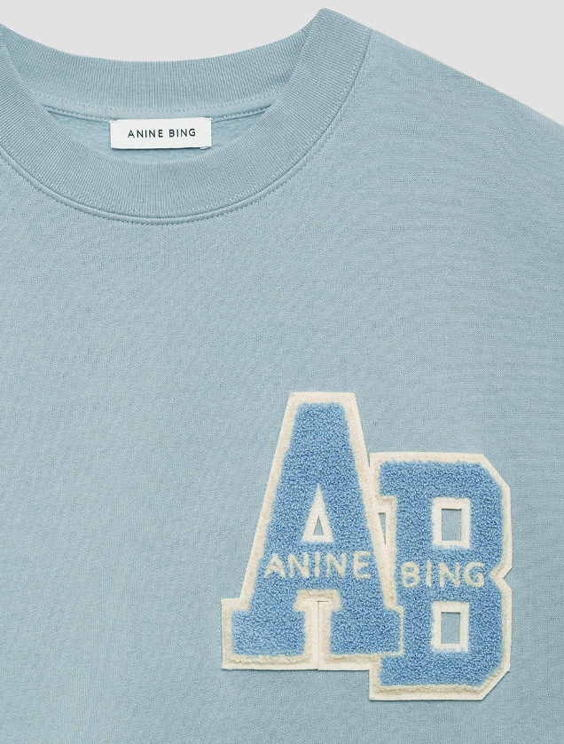 Anine Bing - Miles Oversized Sweatshirt Letterman in Pastel Blue