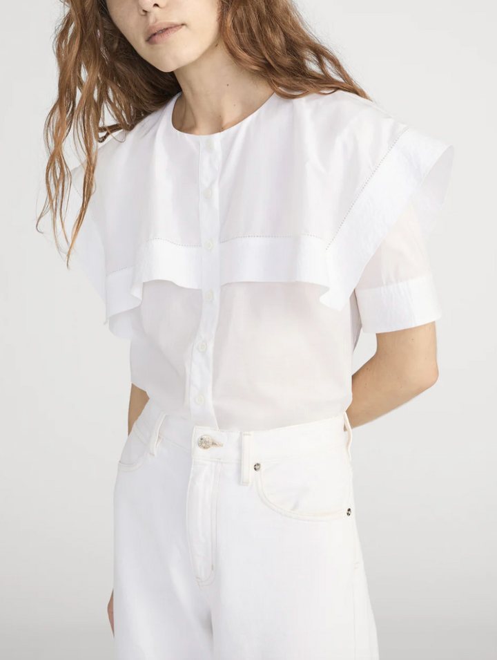 FRAME - The Sleek Cape Shirt in White Shirt