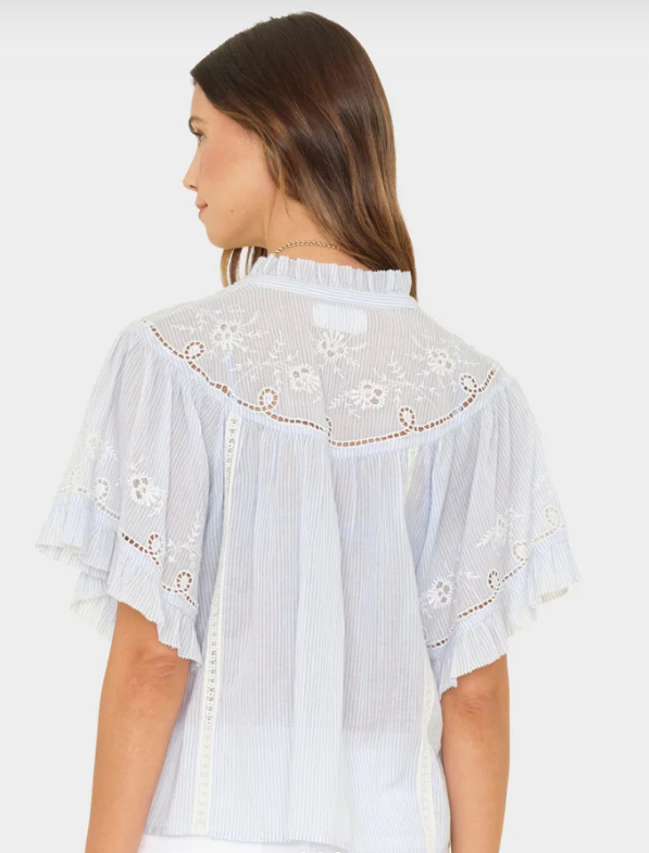XIRENA - Mae Shirt in Blue White Stripe Blouse