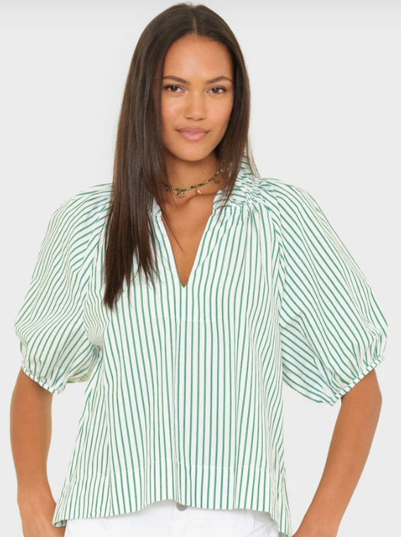 XIRENA - Clementine Top in Trellis Green Blouse