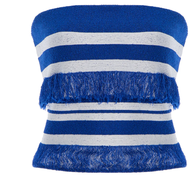 SIMKHAI - Cairo Knit Tube Top in Royal Blue Stripe Top