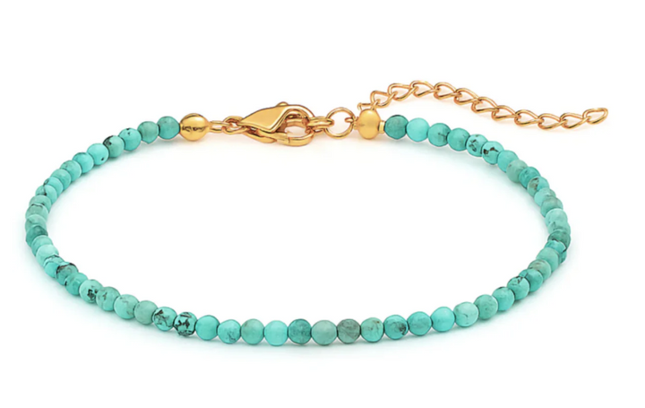 ELLIE VAIL - Sander Turquoise Beaded Anklet in Gold Jewelry