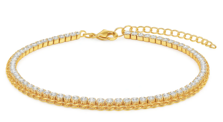 ELLIE VAIL - Elyse Double Chain Tennis Anklet in Gold Jewelry