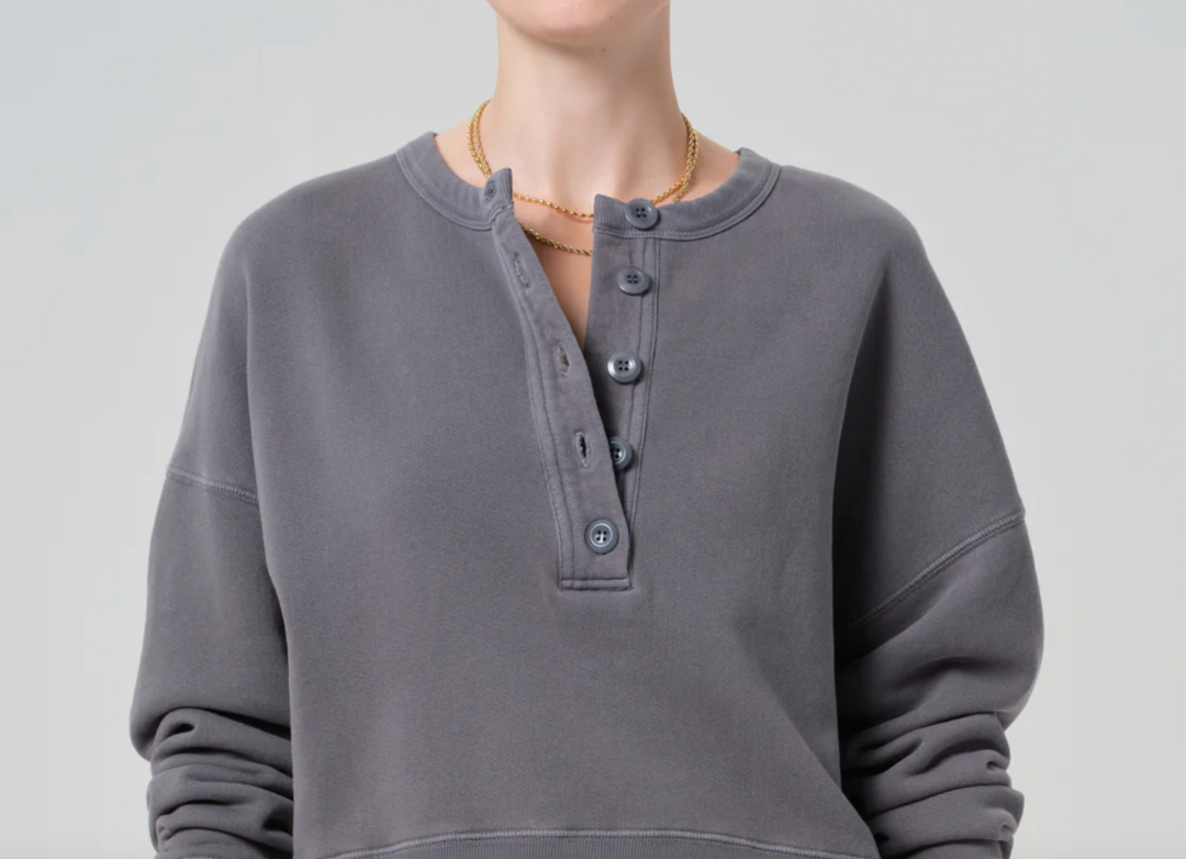 CITIZENS OF HUMANITY - Rhomboid Henley in Dark Grey Sweatshirts