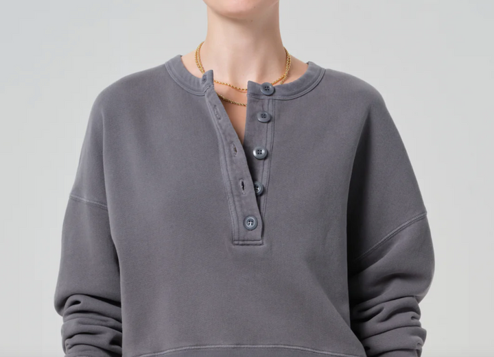 CITIZENS OF HUMANITY - Rhomboid Henley in Dark Grey Sweatshirts