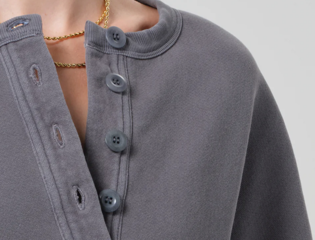 CITIZENS OF HUMANITY - Rhomboid Henley in Dark Grey Sweatshirts