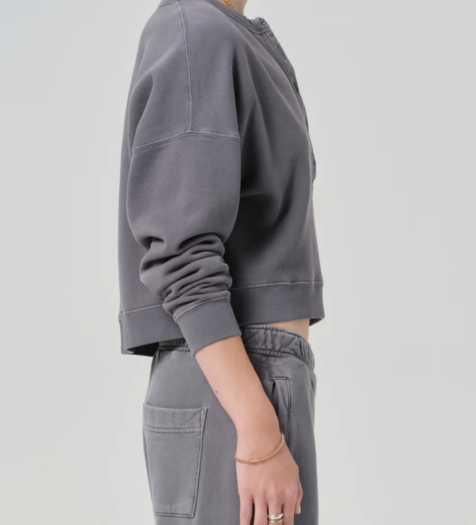CITIZENS OF HUMANITY - Rhomboid Henley in Dark Grey Sweatshirts