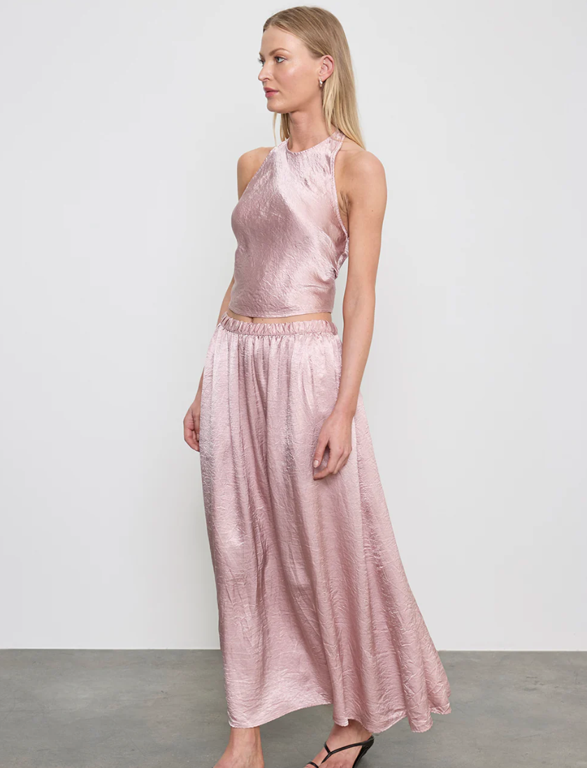 ENZA COSTA - Textured Satin Halter Scarf Top in Rose Blush Top