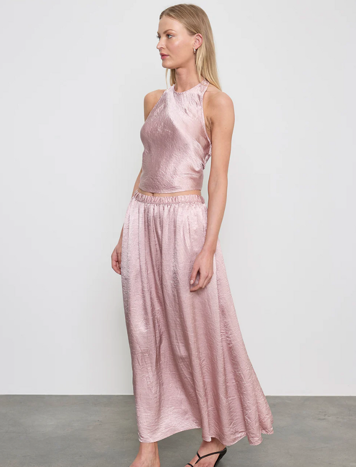 ENZA COSTA - Textured Satin Halter Scarf Top in Rose Blush Top