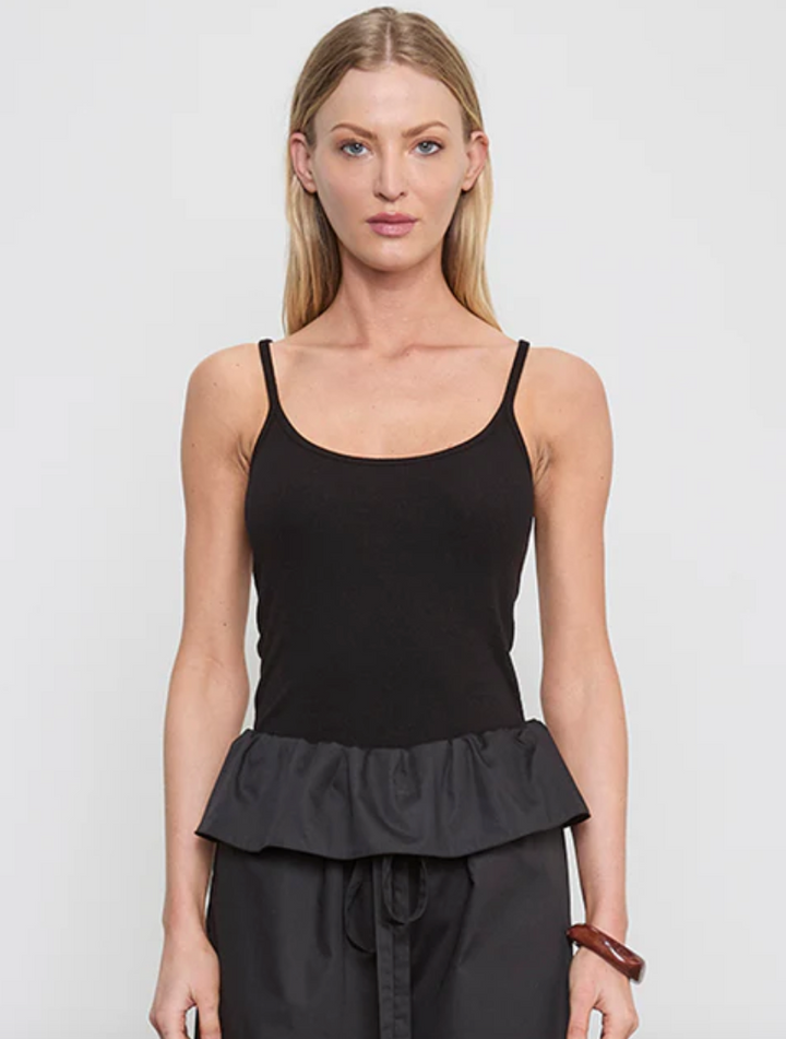 ENZA COSTA - Cotton Rib Cami in Black Tank Top