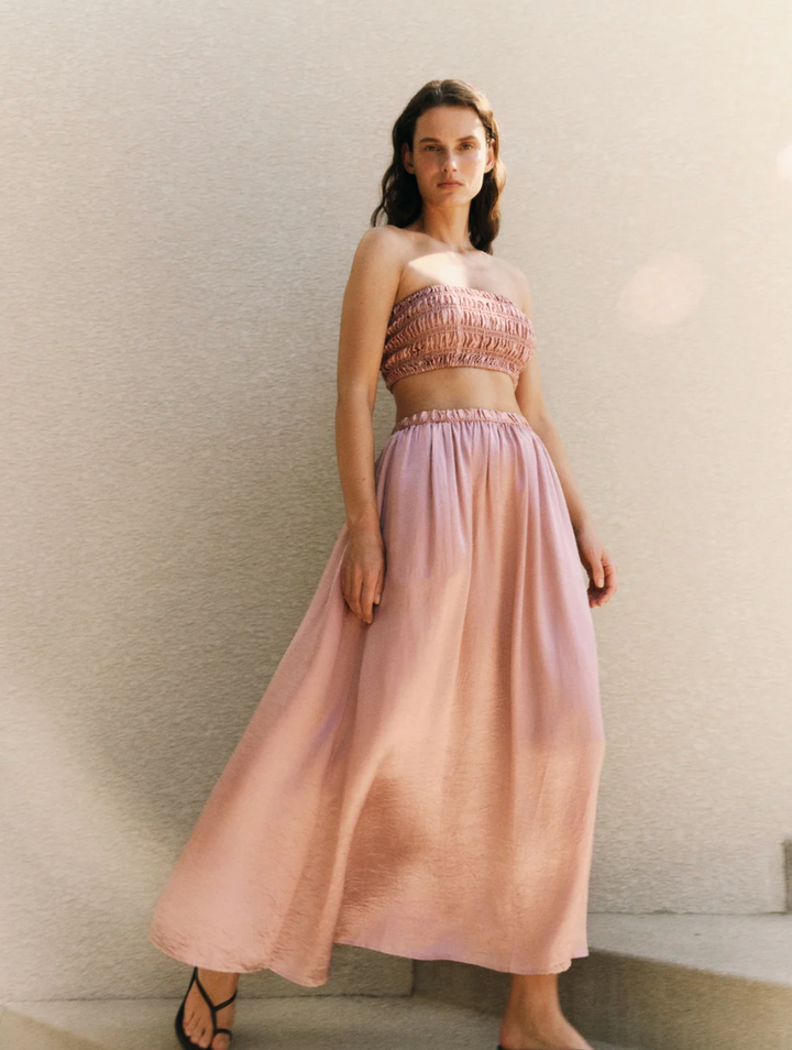ENZA COSTA - Textured Satin Smock Top in Rose Blush Top