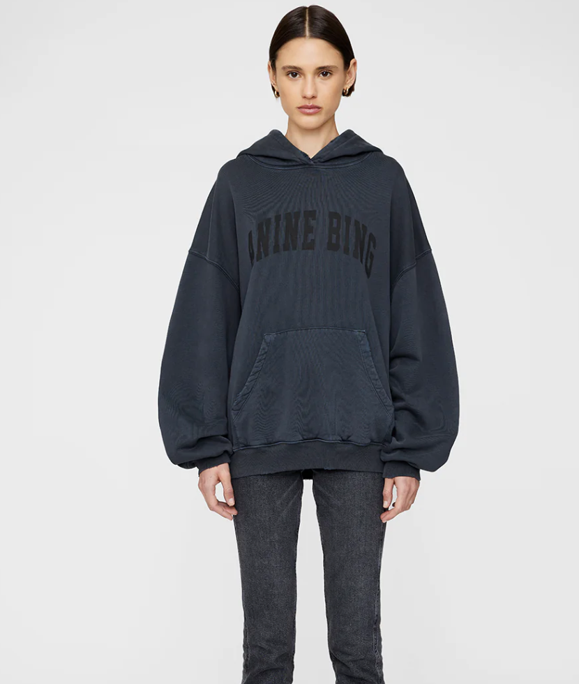 Anine Bing - Harvey Sweatshirt in Dark Washed Black Sweatshirts