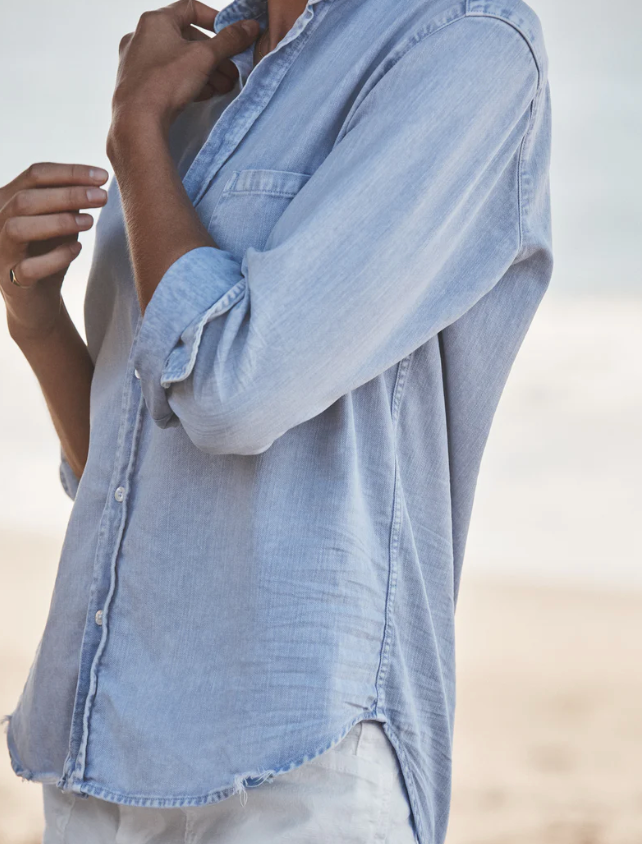 FRANK & EILEEN - Eileen Relaxed Button-Up Shirt in Pool Water Blue Button Up Shirt