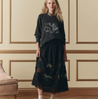 THE GREAT - The Rosette Crochet Canary Skirt in Black