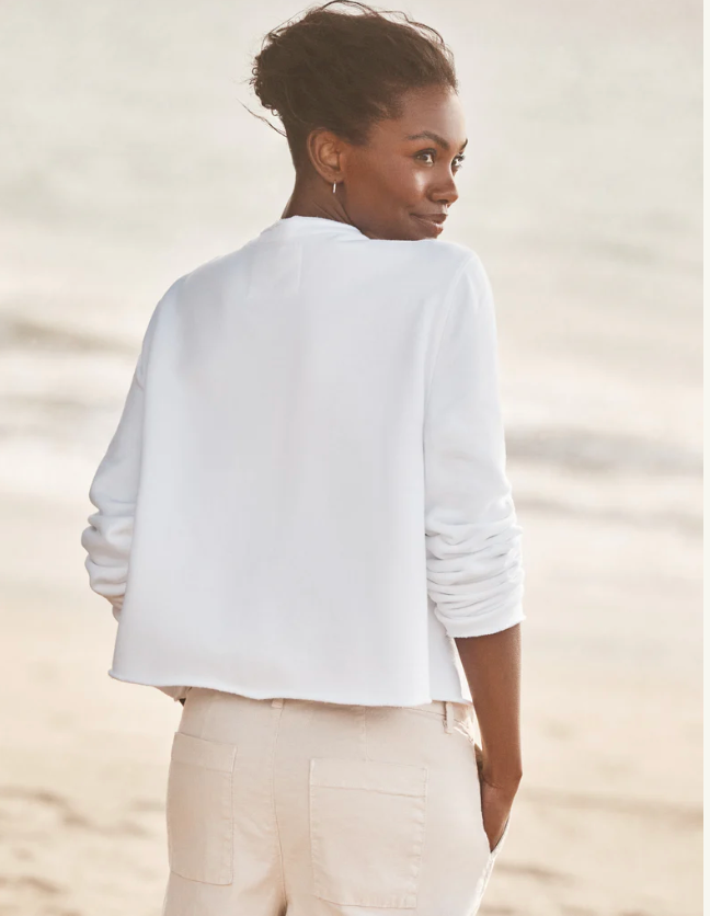 FRANK & EILEEN - Jackie Triple Fleece Cardigan in White Cardigans