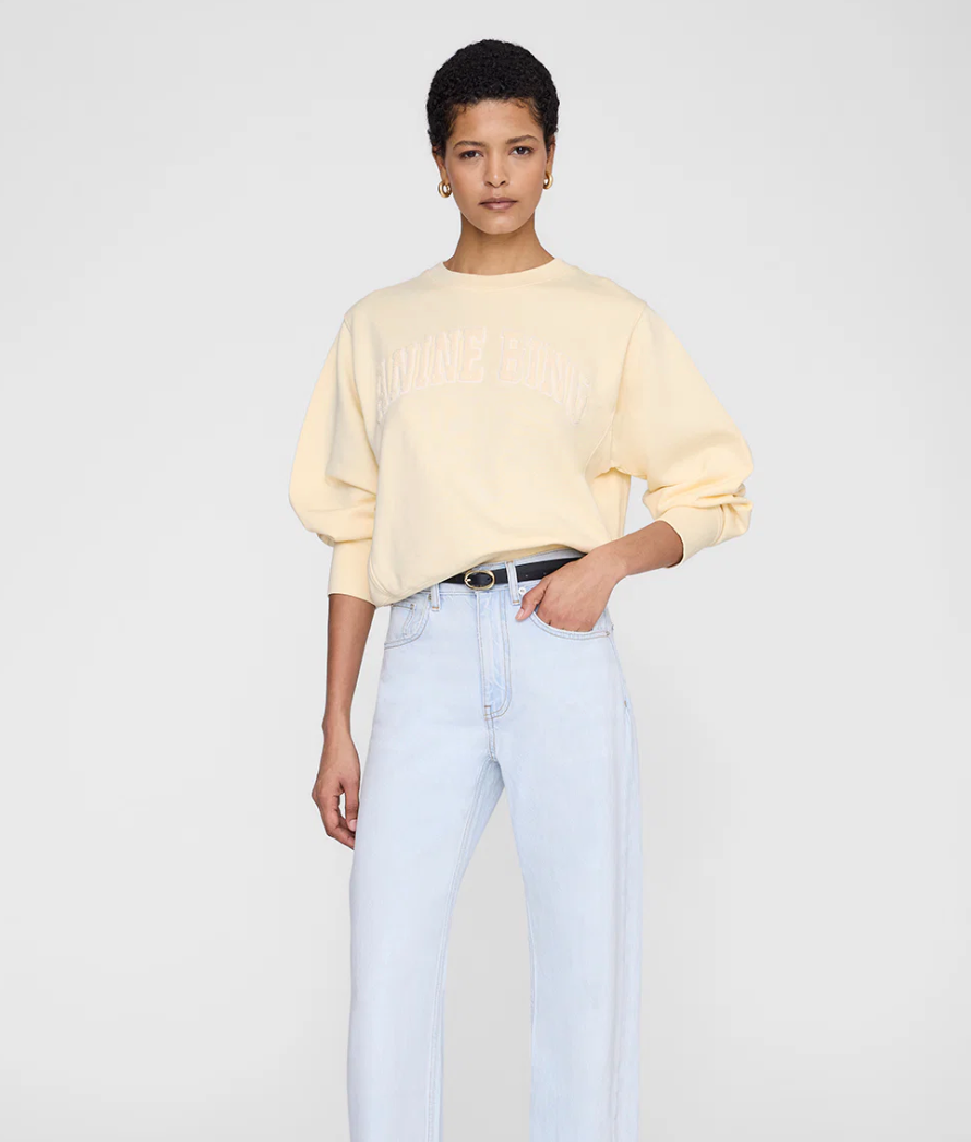 ANINE BING - Harry Shrunken Sweatshirt in Butter Yellow Sweatshirts