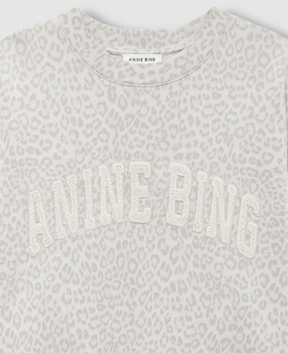 ANINE BING - Miles Sweatshirt in Washed White Leopard Sweatshirts