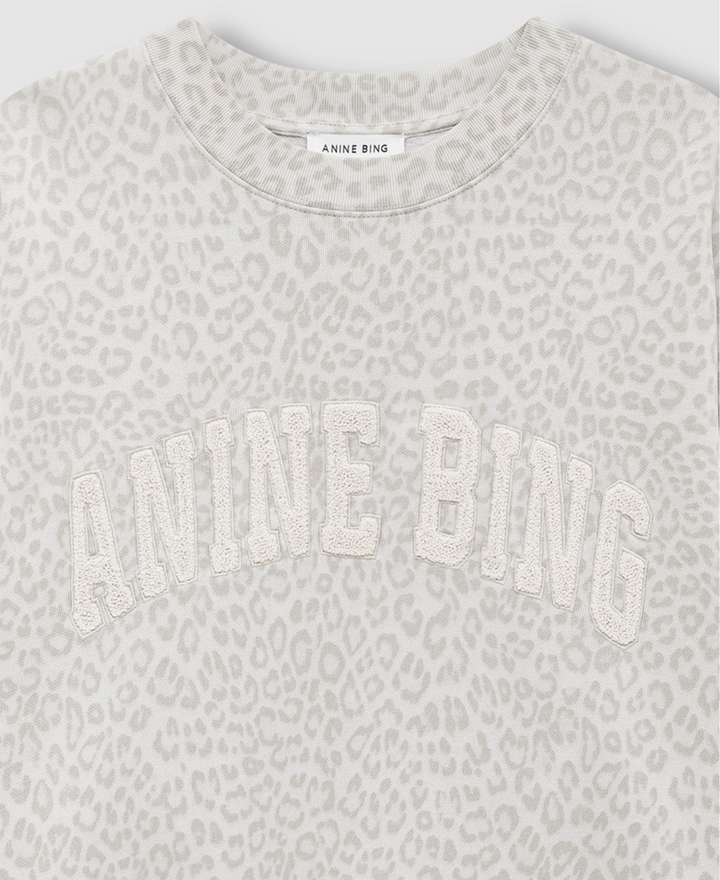 ANINE BING - Miles Sweatshirt in Washed White Leopard Sweatshirts