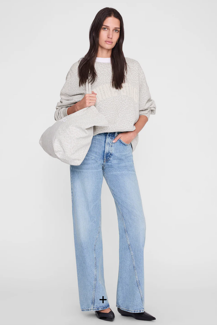 ANINE BING - Miles Sweatshirt in Washed White Leopard Sweatshirts