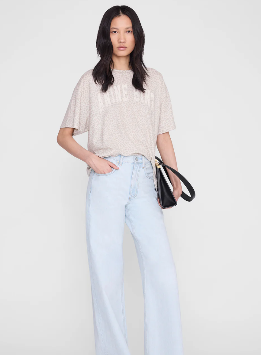 Anine Bing - Cade Tee in Washed White Leopard T-Shirts