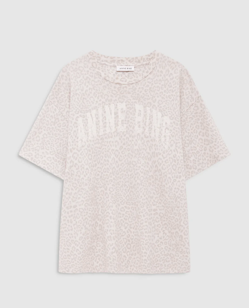 Anine Bing - Cade Tee in Washed White Leopard T-Shirts