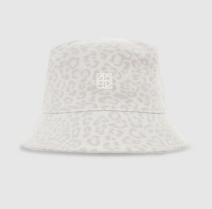 ANINE BING - Nicks Bucket Hat in Washed White Leopard Hats
