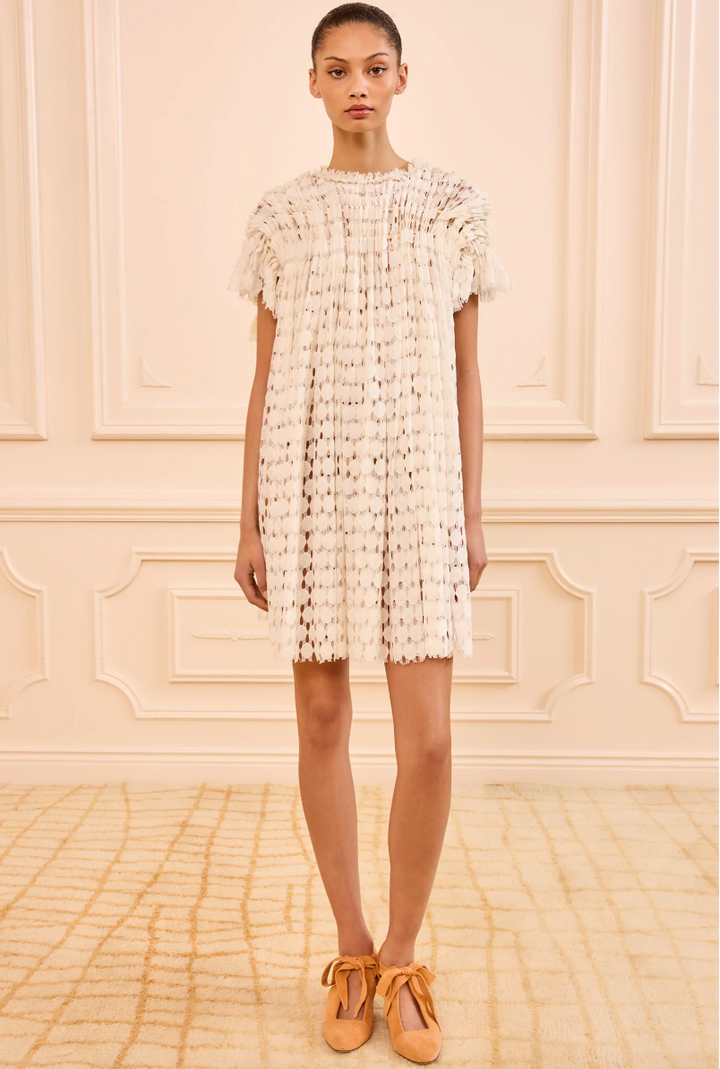 ULLA JOHNSON - Layla Lace Mini Dress in Chalk Dresses