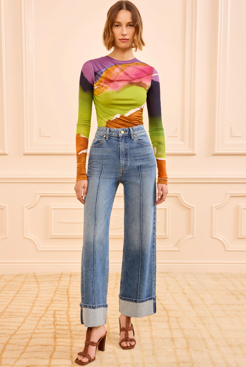 ULLA JOHNSON - The Stretch Genevieve Pintuck Jean in Danube Jeans