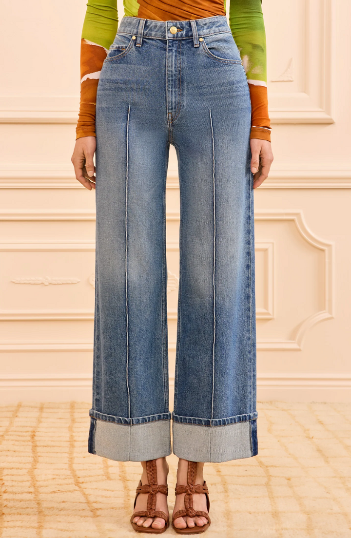 ULLA JOHNSON - The Stretch Genevieve Pintuck Jean in Danube Jeans