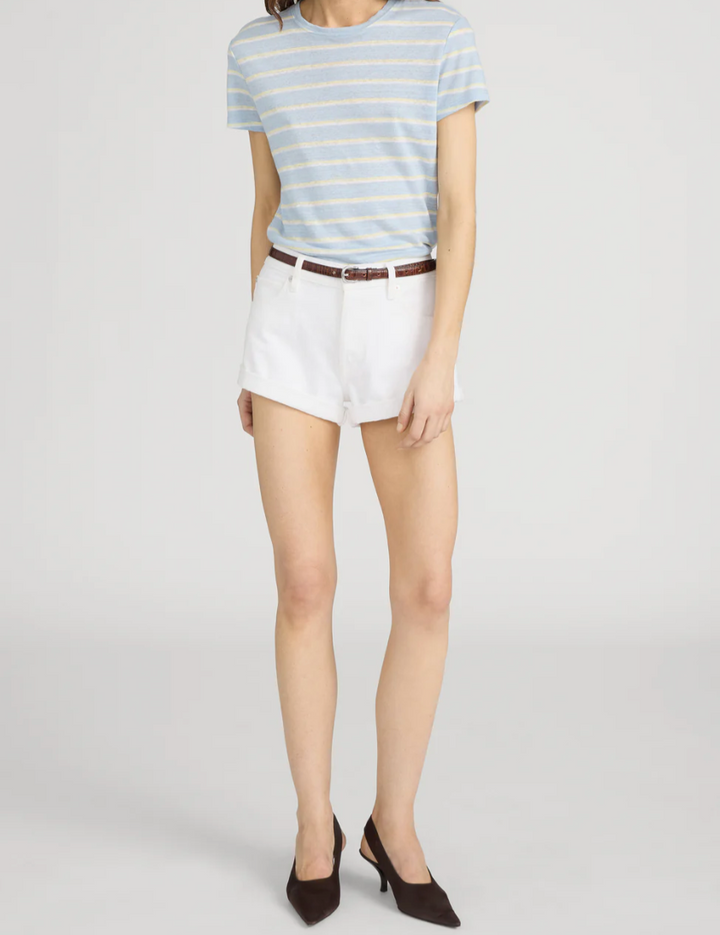 FRAME - The Linen Baby Tee In Chambray Blue Multi T-Shirts