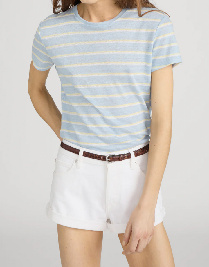 FRAME - The Linen Baby Tee In Chambray Blue Multi T-Shirts