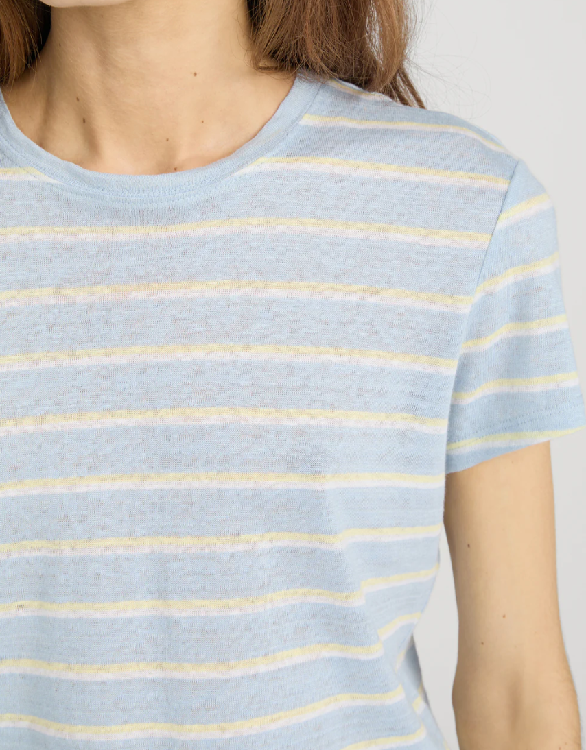 FRAME - The Linen Baby Tee In Chambray Blue Multi T-Shirts