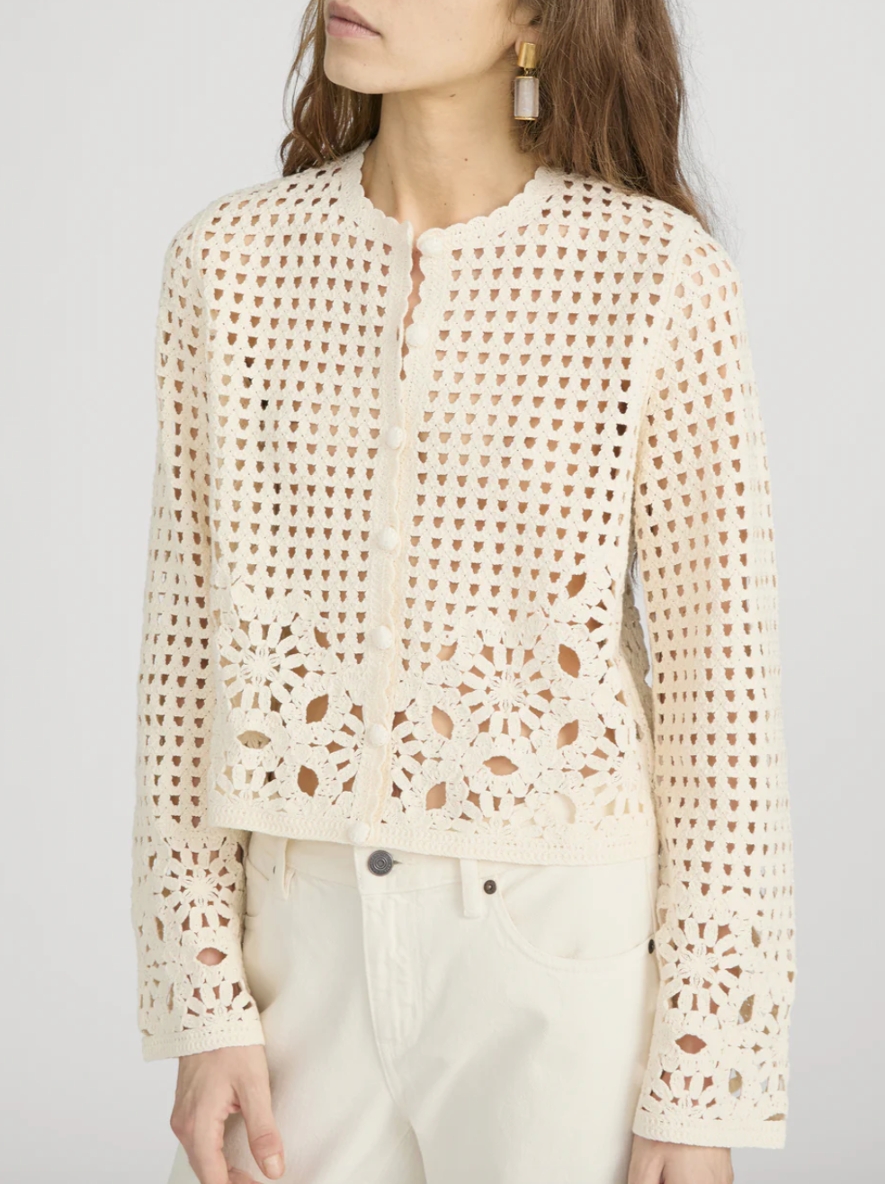 FRAME - The Postcard Cardi In Cream Cardigans
