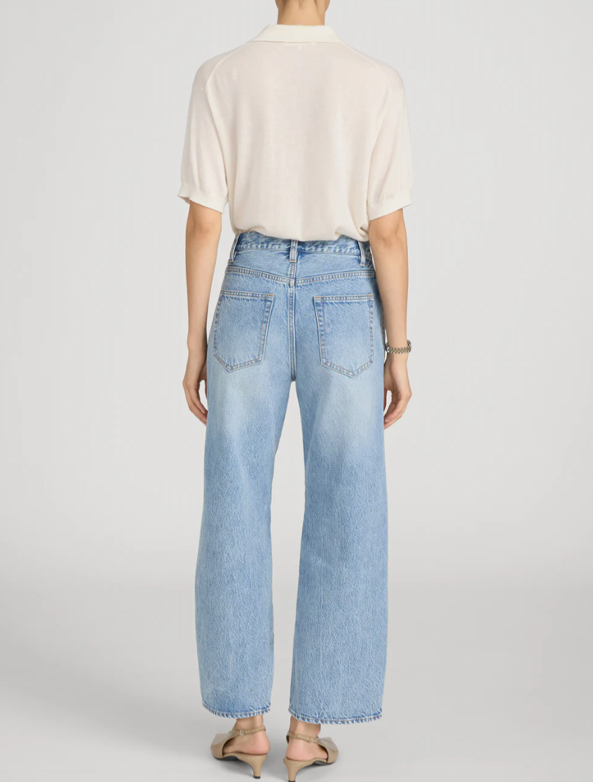 FRAME - The Crochet Bow Crop In Aura Jeans