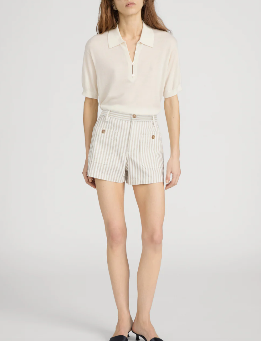 FRAME - The Cruise Short In Flax Stripe Shorts