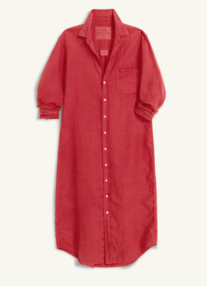 FRANK & EILEEN - Rory Maxi Shirtdress in Hot Sauce Dresses