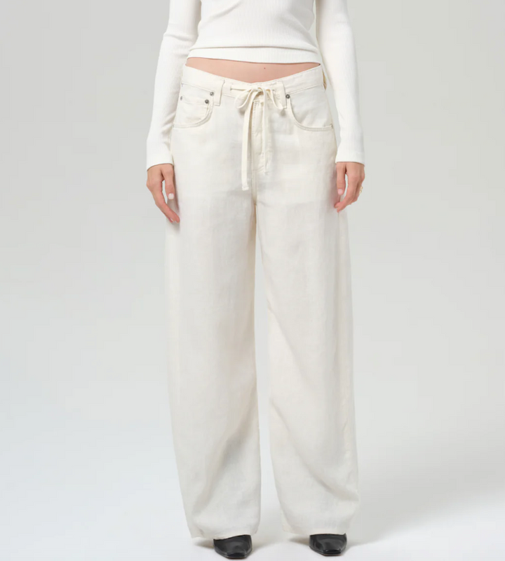 Citizens of Humanity - Brynn Drawstring Trouser in Linen in Vanilla Pants