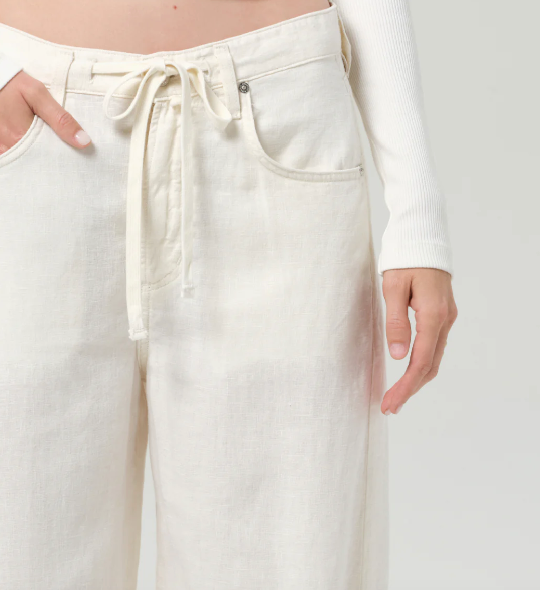 Citizens of Humanity - Brynn Drawstring Trouser in Linen in Vanilla Pants